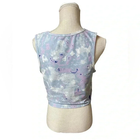 Wildfox Sweat Twisted Long Crop Top Marble Blue Pastel Pink Blue Womens Size XL - Picture 2 of 11